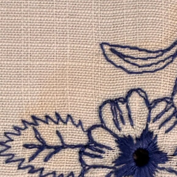 Vintage Embroidered Flowers Tablecloth 31” Square - Picture 5 of 5